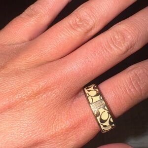 Sold Coach Gold and Brown Filigree Ring